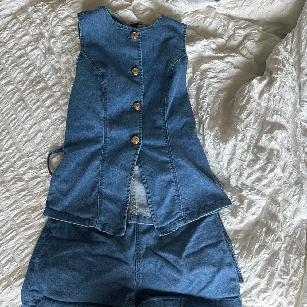 SHEIN Blue Denim Button-Down Dress